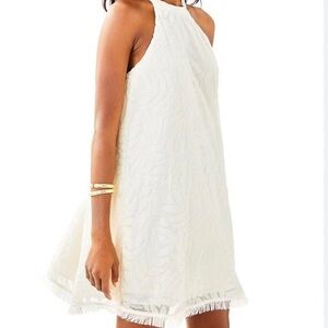 Lilly Pulitzer “Quinn” Ivory Halter Dress with Velvet Burnout Size Medium BNWT
